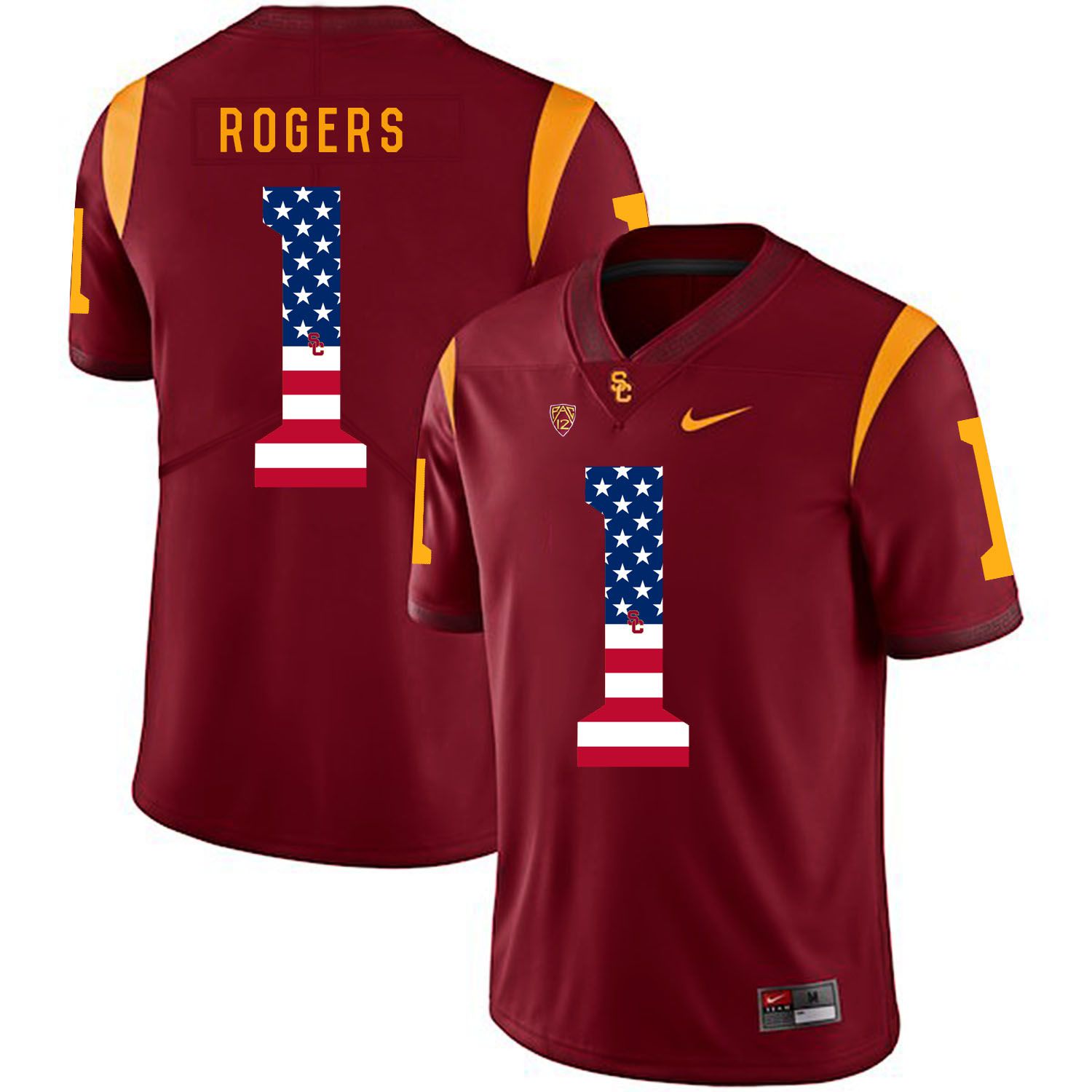 Men USC Trojans 1 Rogers Red Flag Customized NCAA Jerseys